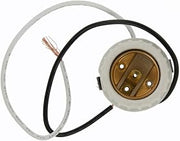 Leviton Incandescent Lampholder, Porcelain, Medium Base, with-Brass Screw Shell, 9-Inch Leads, 8876, White