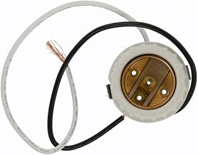 Leviton Incandescent Lampholder, Porcelain, Medium Base, with-Brass Screw Shell, 9-Inch Leads, 8876, White