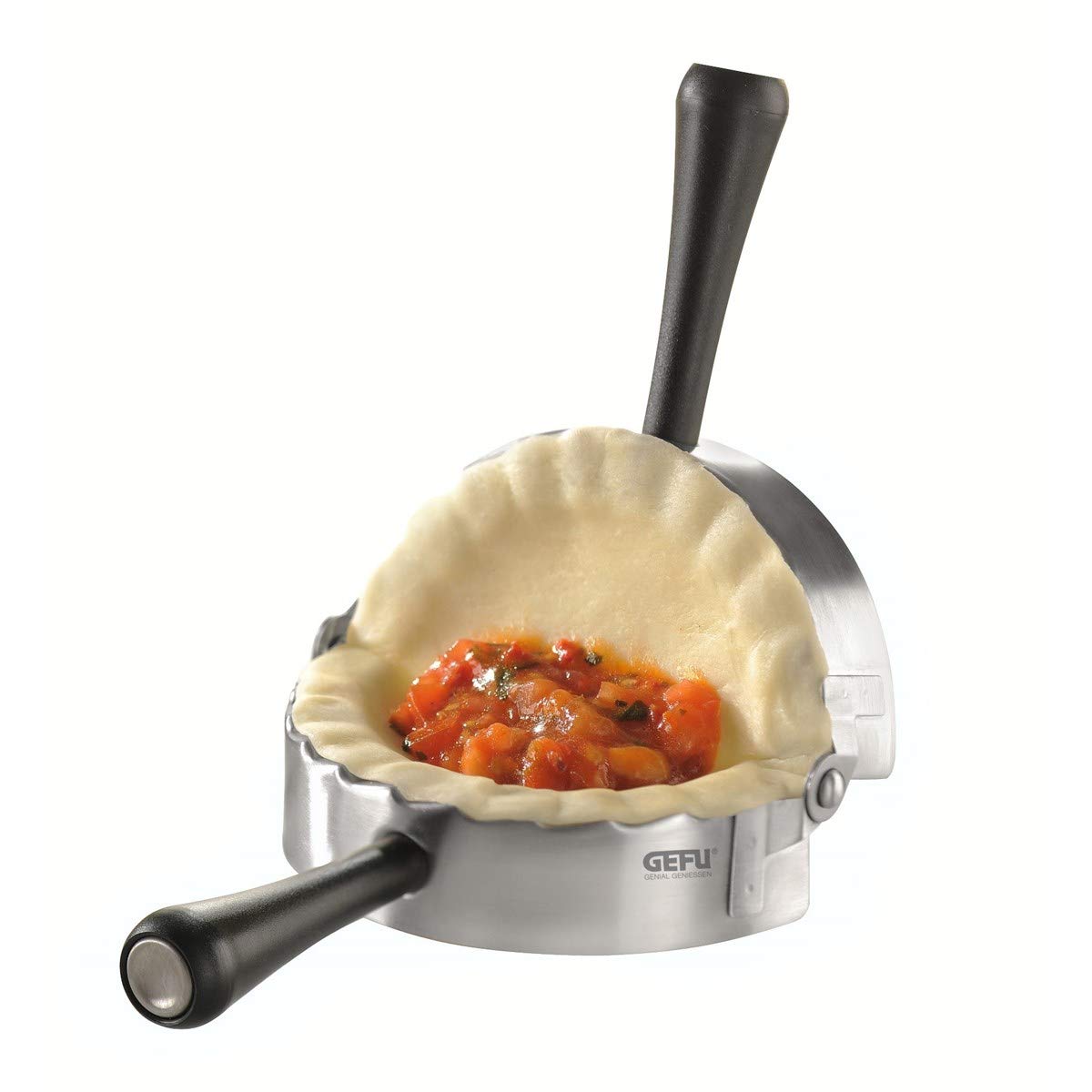 28490 Ravioli & Pasta Mold Round by GEFU – 23.1 x 11.4 x 2.6 cm, Plastic, Silver, Model GF28490