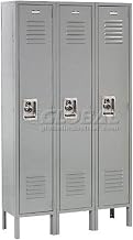 Global Industrial Single Tier Locker, 12x12x60, 3 Door Ready to Assemble, Gray