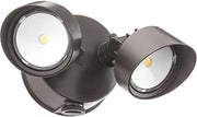 Lithonia Lighting Bronze Outdoor Integrated LED Round Wall Mount Flood Light with Dusk to Dawn Photocell