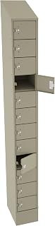 Tennsco CP12-091572-A-BLK Cell Phone Locker, 12 Doors High, 9" Width, 15" Length, 83" Height, 12 Opening, Black