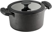 Tramontina Cast Iron Roasting Dish with Glass Lid, 20 cm, 3.1 Litres, Pre-Seasoned, Round, Hand Wash, Oven Safe up to 230 °C