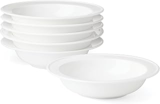 Lenox Studio 1414 Rimmed Pasta Bowls Set For 6 | Dinnerware Bowl | Bone China | Microwave Safe | Dishwasher Safe | White | White Ceramic Bowls | Pasta Bowls