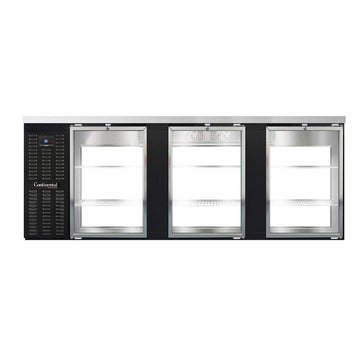 Three Section Glass Door Refrigerated Pass-Thru Back Bar Cooler by Continental Refrigerator – Model BBC90-GD-PT