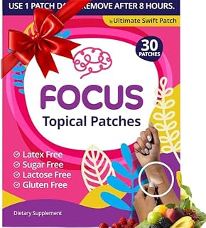 Swift Patch Focus Patch for Adults (30 Day Supply) + Proprietary Blend (Men and Women) - Help Kids and Adults Focus with Patches 22 Ingredients with Proprietary Formula