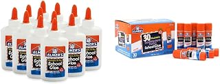 Liquid School Glue, 4 Ounces Each, 12 Count & Elmer's Disappearing Purple School Glue Sticks, Great for School Supplies, 30 Pack