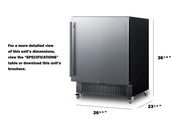 Summit 27” Refrigerator by Summit Appliance – 26.75x23.25x36.88, 4.98 cubic_feet, In Description, Stainless steel/Black, Model FF27BSSCAS