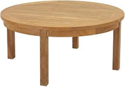 Brown Outdoor Patio Teak Round Coffee Table, 40 Inch Diameter Solid Wood Center Table, Lightweight Design for Garden Deck Backyard Seating