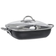 Casserole Pan with Glass Lid Single-Ply Square Black Stainless Steel - 11" L x 11" W x 2 2/5" H by HUBERT – Stainless Steel, Black, Model CE1PLY11-CC-BK