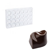 Clear Polycarbonate Chocolate Mold with 24 Flow Cavities 29mm x 29mm x 18mm High by Martellato – 29x29mm x 18mm H, Polycarbonate, Transparent, Model MA1051
