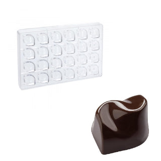 Clear Polycarbonate Chocolate Mold with 24 Flow Cavities 29mm x 29mm x 18mm High by Martellato – 29x29mm x 18mm H, Polycarbonate, Transparent, Model MA1051