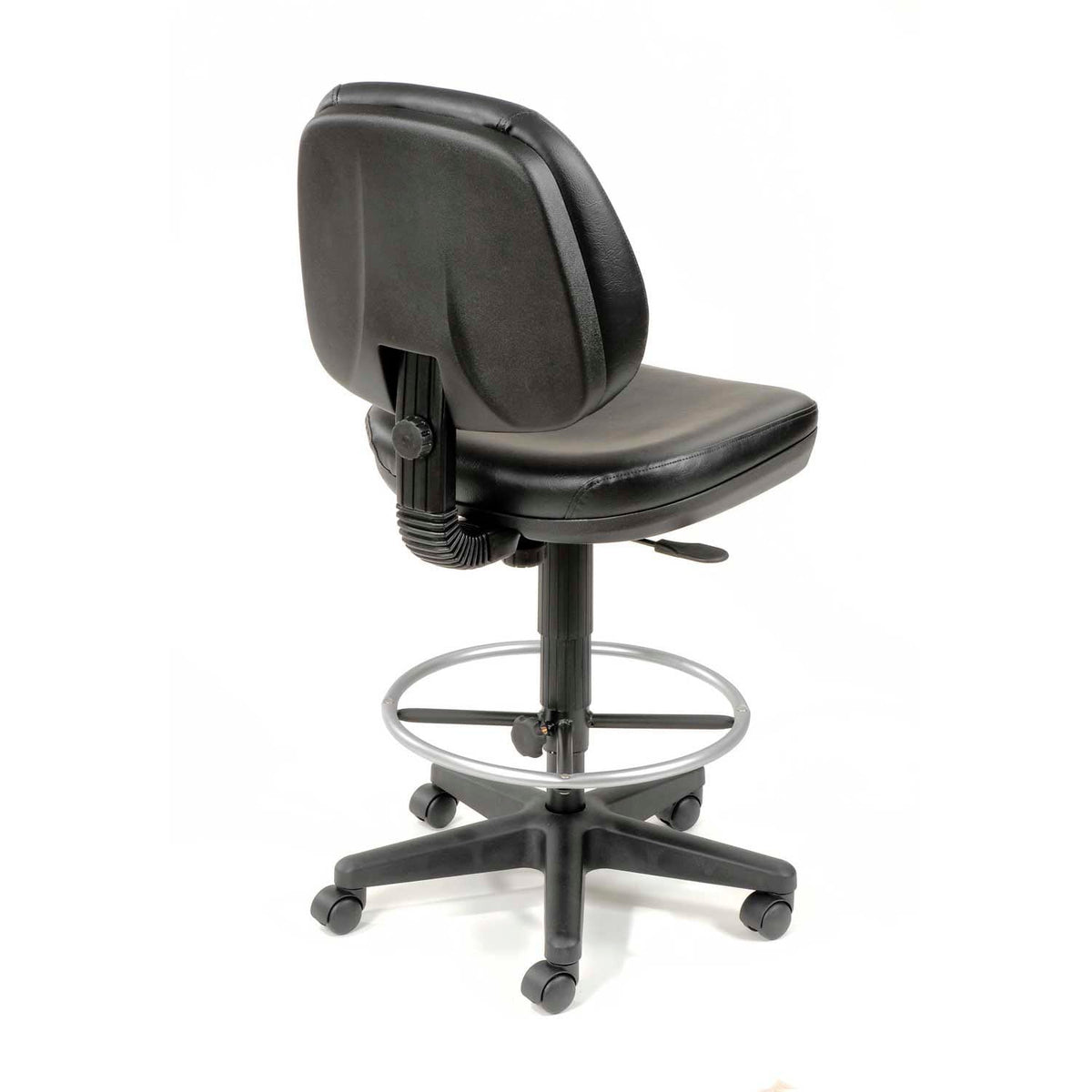 Interion Armless Task Stool with 24" to 29" Pneumatic by Global Industrial – 23.66"L x 23.66"W x 12.32"H, Black, Model 571119