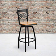 Flash Furniture Natural Wood Seat/Black Metal Frame / 2 Pack / 1 Barstools