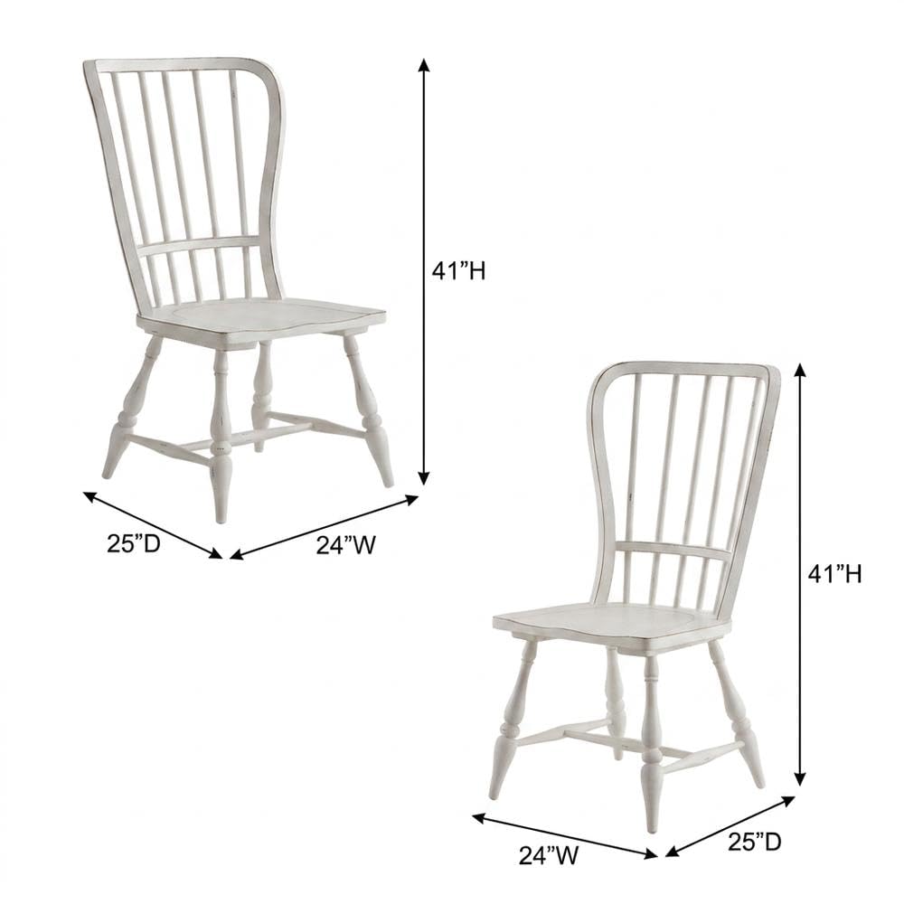 Rubberwood Solid Wood Back Side Chair Set of by Starlight Canyon Home – Rubberwood Solids with White Oak and Birch Veneers, White, Pack of 2
