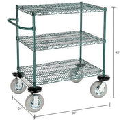 3 Shelf CART by Nexel – Alloy Steel, Green Epoxy, Model SC2436NG3