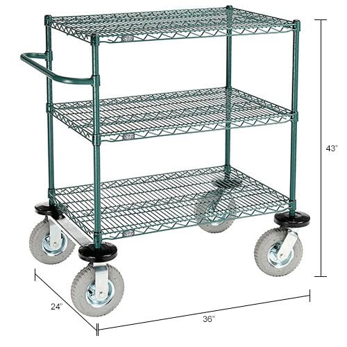 3 Shelf CART by Nexel – Alloy Steel, Green Epoxy, Model SC2436NG3