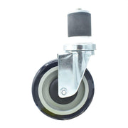 BK Resources 5" Polyurethane 2" Expanding Stem Swivel Caster for Work Tables – 5", Silver, Model 5SBR-4RA-PLY
