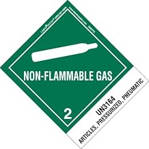Labelmaster HSN7750 Non-Flammable Gas Label, UN3164 Articles, Pressurized, Pneumatic, Hazmat, 4.75" x 4" (Pack of 500)