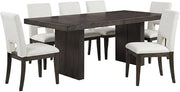 Starlight Canyon Home Rubberwood Dining Furniture Set 7-Piece Extendable Table, Linen-Look Upholstered Kitchen Table and Chairs Set, White