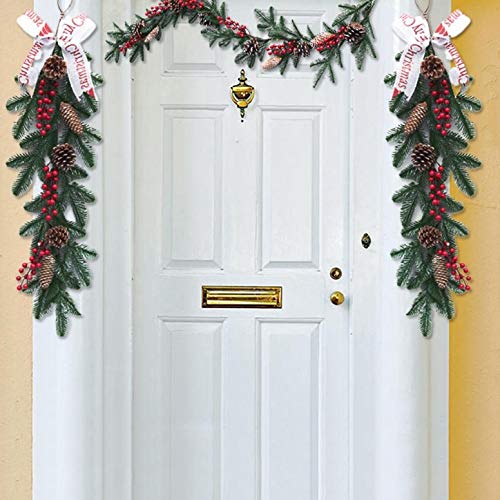 Christmas Rattan Garland Pine Cones Hanging Fireplace Xmas Tree Home Decor Window Door Pendant for Wedding Backdrop Wall Decor by GTFDXJ – Model HUAHA108878
