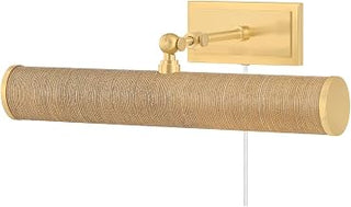 Mitzi HL263202-AGB/GC Holly - 2 Light Picture Light - 4.75 Inches Tall and 16.25 Inches Wide - Aged Brass/GRASSCLOTH