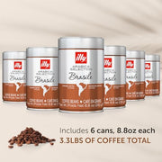 illy Brasile Single Origin Bold Roast / 8.8 Ounce (Pack of 6) / Silver Roasted Coffee Beans