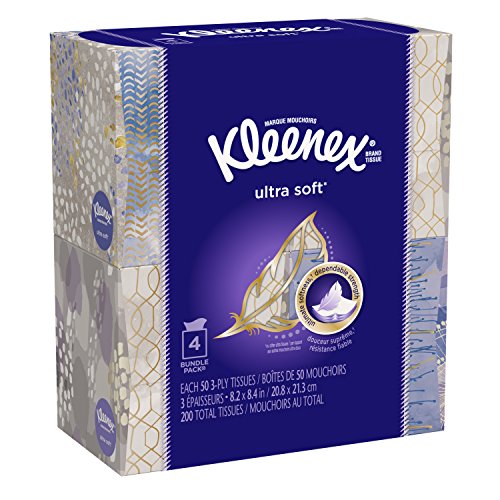 Kleenex White / 50 Count (Pack of 4) / 50 tissues, 4 Cube boxes Box Tissues