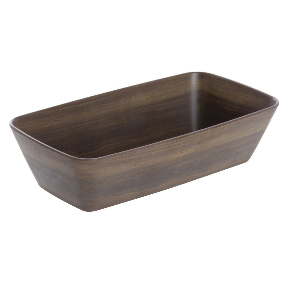 Serving Bowl Dark Brown Wood Bowl Soft Square - 12 1/2"L x 7"w x 3 1/5"H by HUBERT – Melamine, Brown, Model M2341-DK WOOD