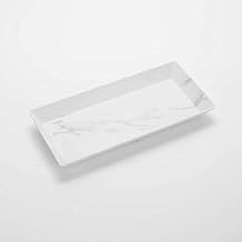 American Metalcraft MWMEL21 Melamine Matte Rectangular Platter, White Marble, 21"