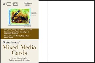 Strathmore Mixed Media Cards, 5x6.875 inches, 50 Pack, Envelopes Included - Custom Greeting Cards for Weddings, Events, Birthdays