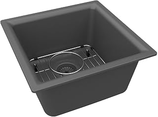 Elkay ELG1616GT0C Quartz Classic 15-3/4" x 15-3/4" x 7.7, Single Bowl Dual Mount Bar Sink Kit, Graphite