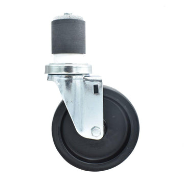 BK Resources 5" Polyolefin 2" Expanding Stem Swivel Caster for Work Tables – 5", Silver, Model 5SBR-4RA-LDP