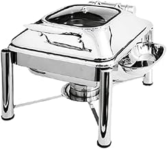3964GPL Crown Collection 4 Quart Induction Chafing Dish, Square, Hinged Glass Lid, Pillared Style Stand