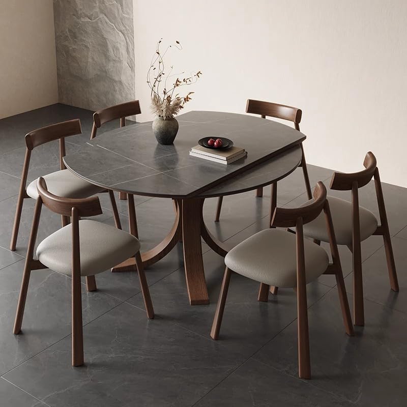 Mesa para Centro De Sala Round Retractable Folding Rock Plate Dining Table Solid Wood Small Household Modern Simple Square Round Dual-use Variable Round Table Coffee