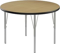 Correll 36" Top Bar Stool/Standing Height Round Activity Table in Maple