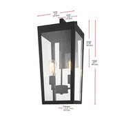 William Two Light Outdoor Wall Sconce Black by Lighting Design – Iron, Black