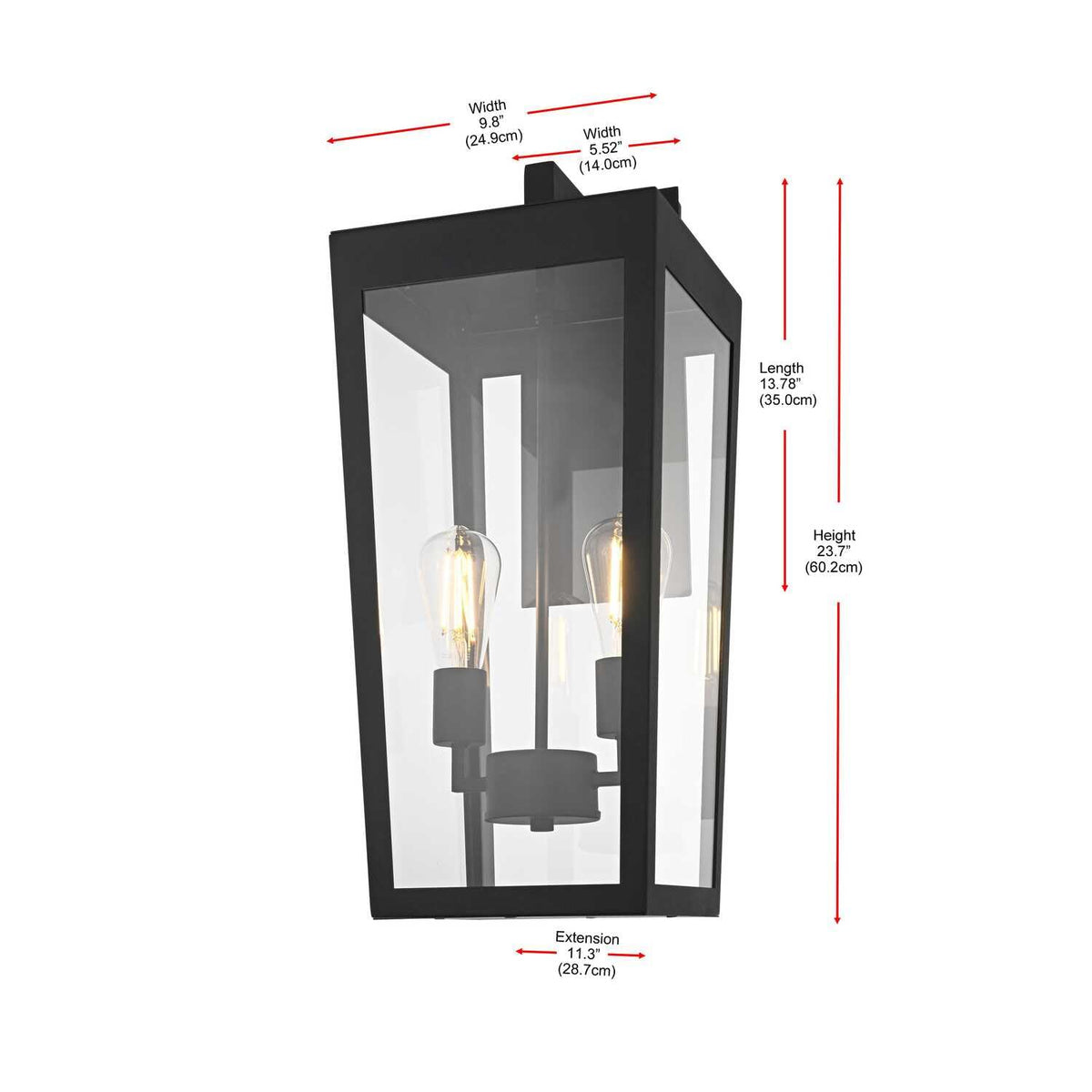 William Two Light Outdoor Wall Sconce Black by Lighting Design – Iron, Black