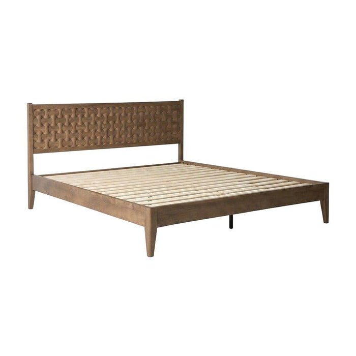 Furnifact Solid Wood Platform Bed Frame with Headboard and Footboard, King Size Bed Frame Wooden Bedframe for Bedroom, Barnwood