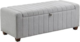 Lexicon Derby Boucle Lift Top Storage Bench in Gray