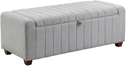Lexicon Derby Boucle Lift Top Storage Bench in Gray