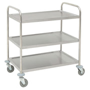 Utility Cart with 3 Shelves Stainless Steel - 31 9/10" L x 17 9/10" W x 33 5/8" H by HUBERT – Stainless Steel