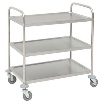 Utility Cart with 3 Shelves Stainless Steel - 31 9/10" L x 17 9/10" W x 33 5/8" H by HUBERT – Stainless Steel