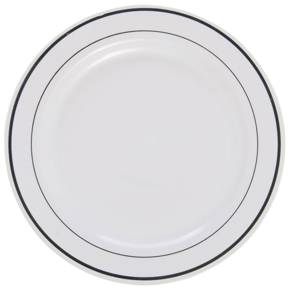 First Impressions Disposable White Plastic Plate - 7 1/2" Dia by SABERT CORPORATION – Large, Plastic, White, Pack of 144, Model 7IMP144S