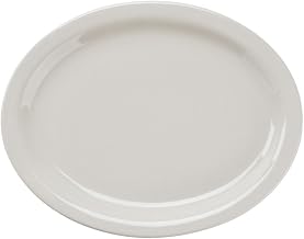 Narrow Rim American White (Ivory/Eggshell) China Oval Platter - 11 1/2" x 9 1/8" 12 / Case