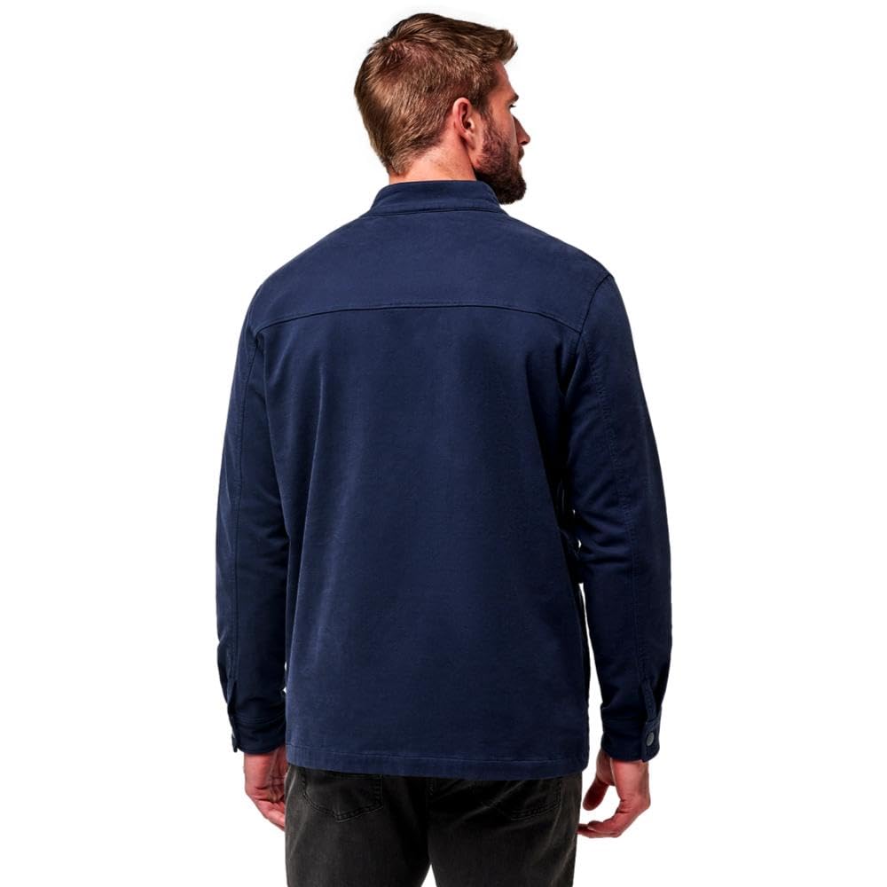 Men's Cloud Denim Full Zip Jacket by TravisMathew – Medium, Polyester Blend, Blue Nights, Model 1MZ499-4BLN