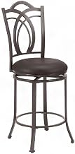 Furnifact Metal Counter Stool with Curved Backrest and Faux Leather Cushion, Bar Stools Counter Height Barstools for Kitchen Island, Brown