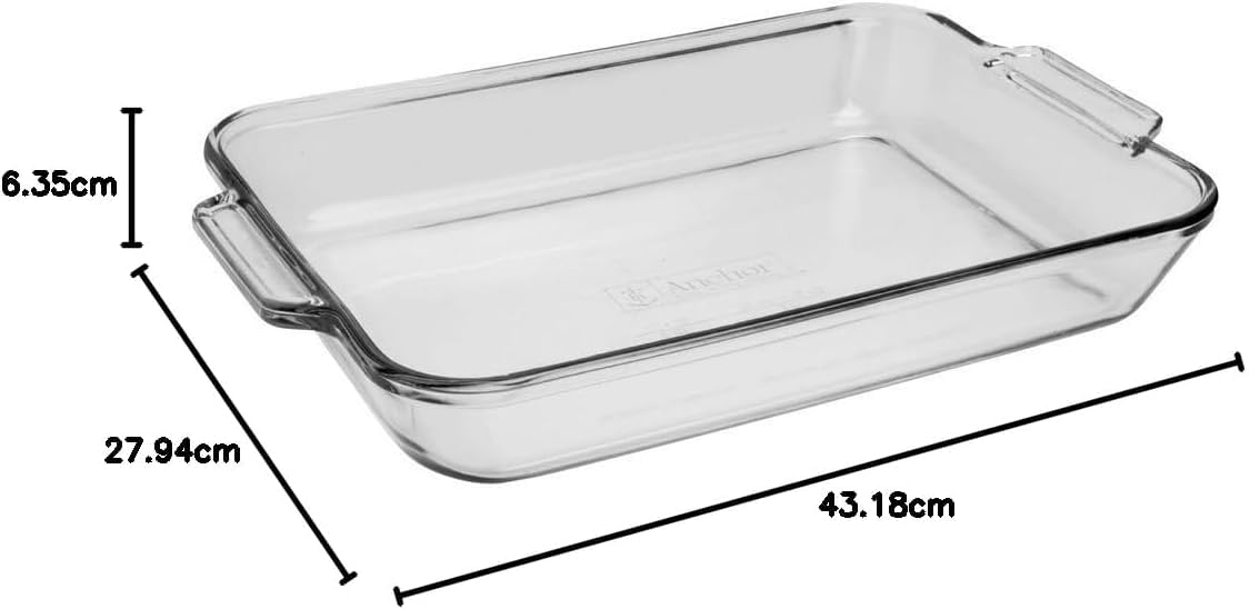 4.8 Quart Rectangular Glass Baking Dish (1 piece by Anchor Hocking – 8-Inch, 4.8 quarts, Glass, Crystal, Model 81938OBL11
