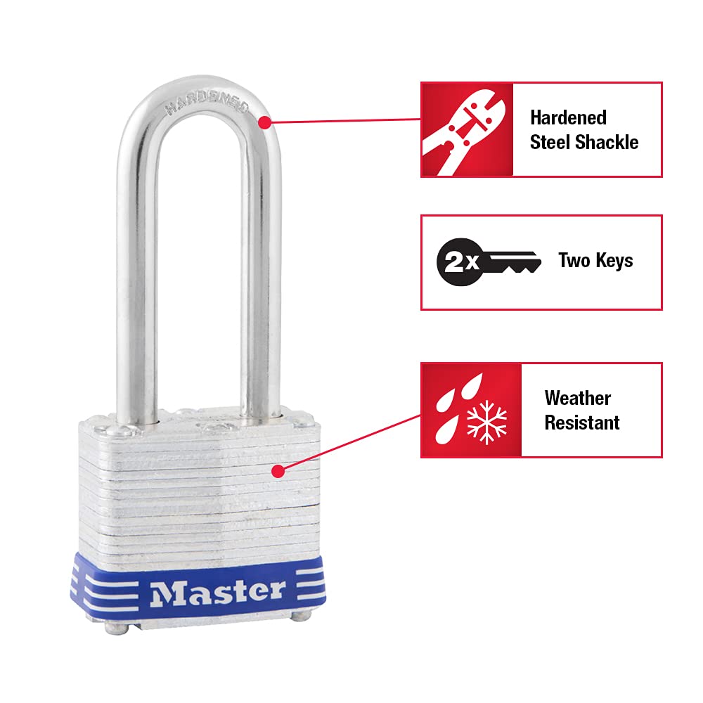 Master Lock Silver / 2" shackle / 1 Pack Keyed Padlocks