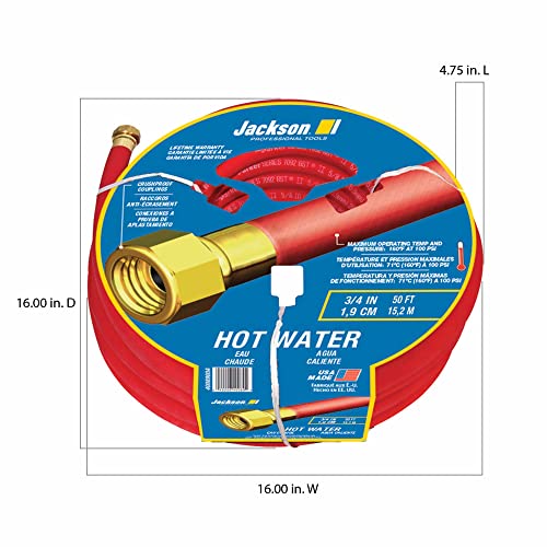 Jackson 3/4 in. x 50 ft. Hot Water Hose / Brass / 1 Garden Hoses